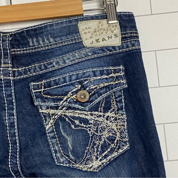 Silver Jeans Berkley Surplus Bootcut Women's Size W27 L31 Destroyed Dark Denim - Picture 9 of 11